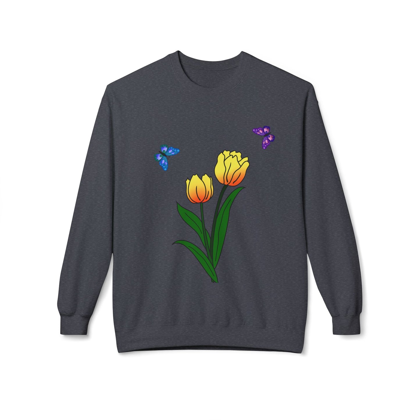 Tulip Butterfly Flower Crewneck Sweatshirt