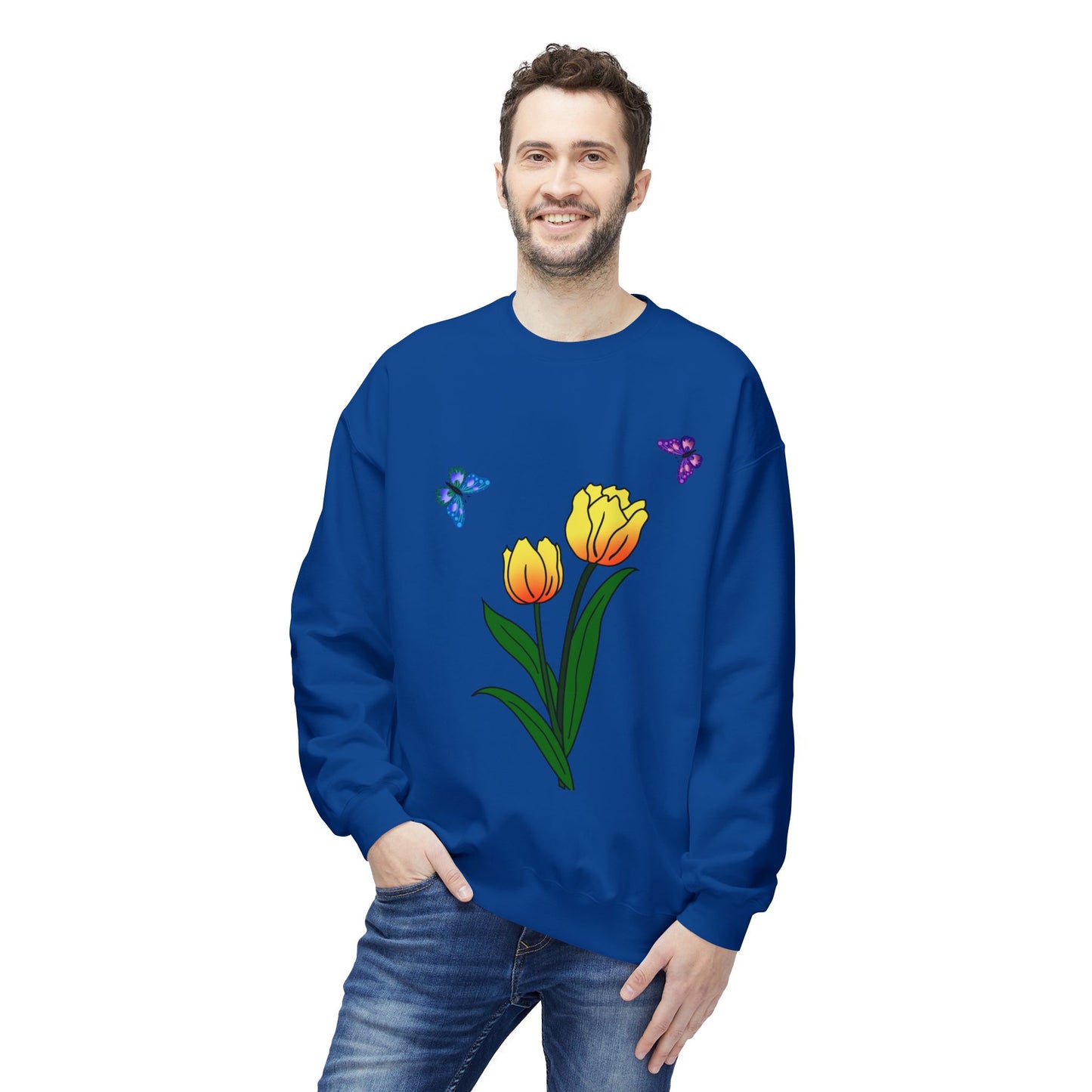 Tulip Butterfly Flower Crewneck Sweatshirt