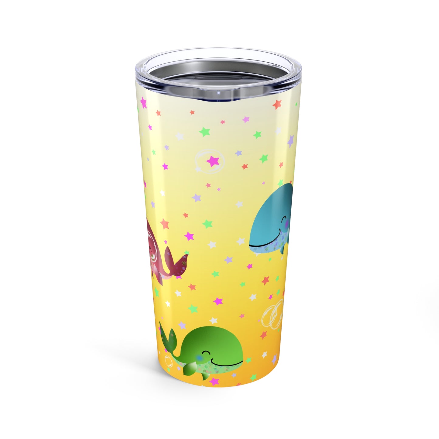 Colorful Whales Yellow Tumbler 20oz