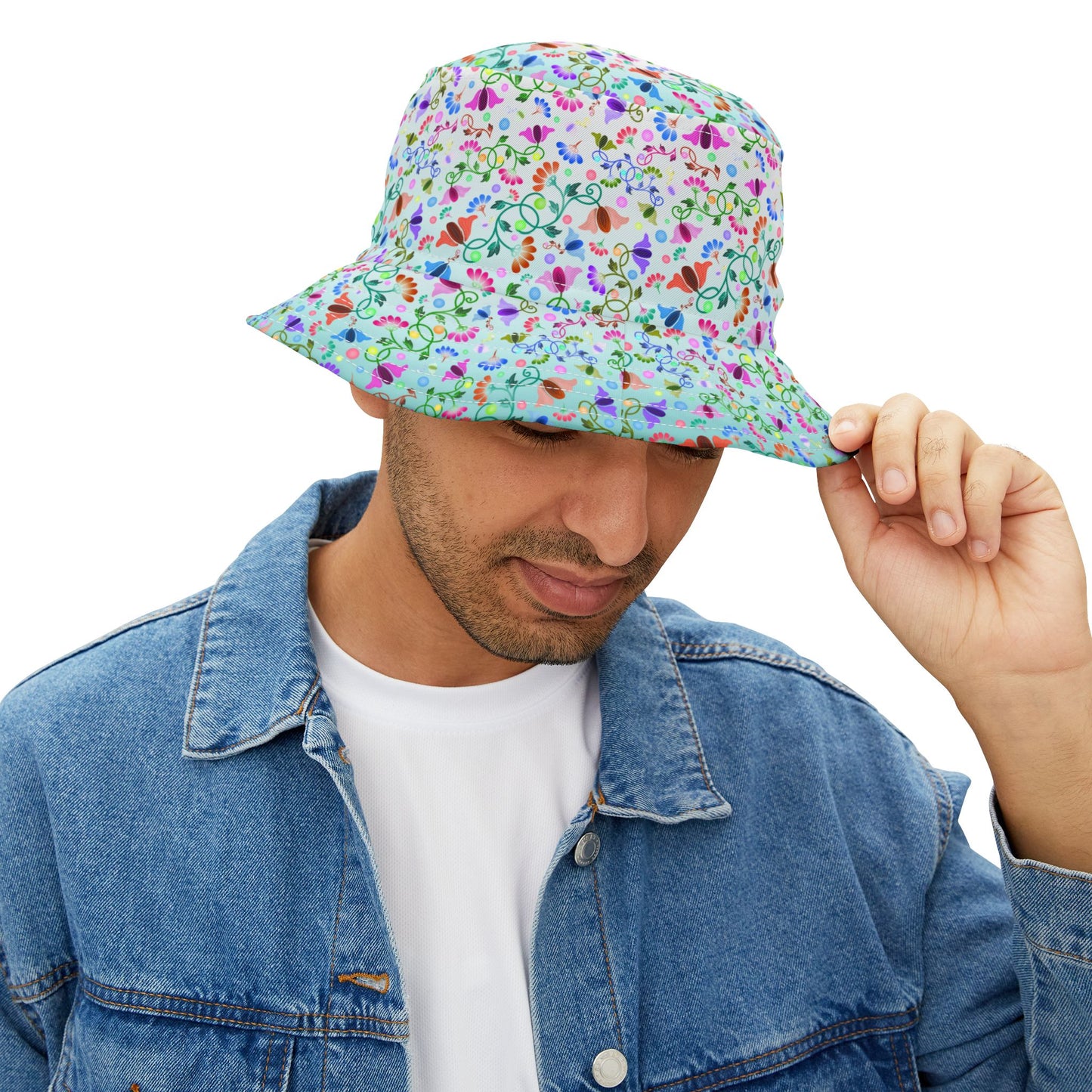 Curly Flower Bucket Hat Light Green