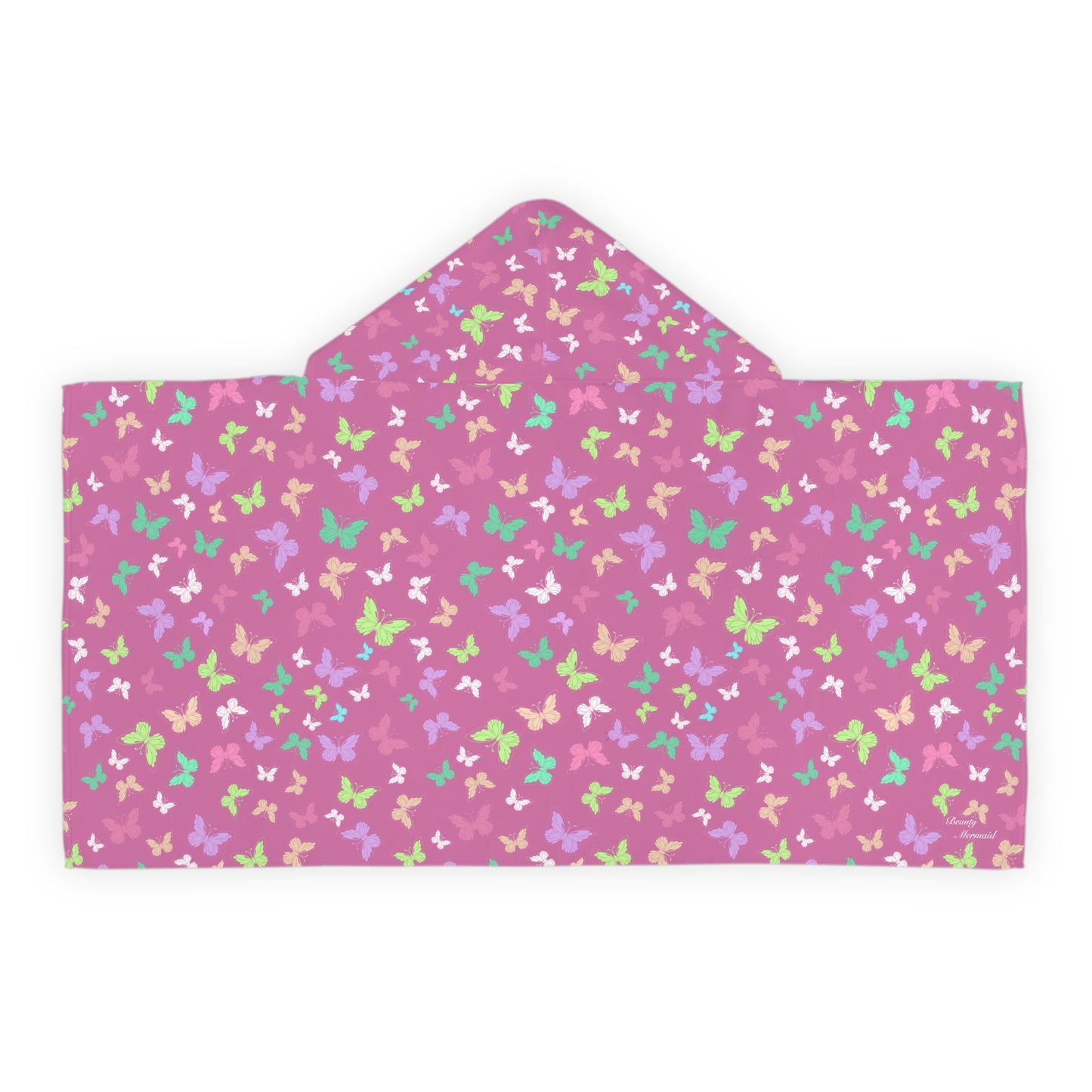 Pink Butterfly Youth Hooded Towel