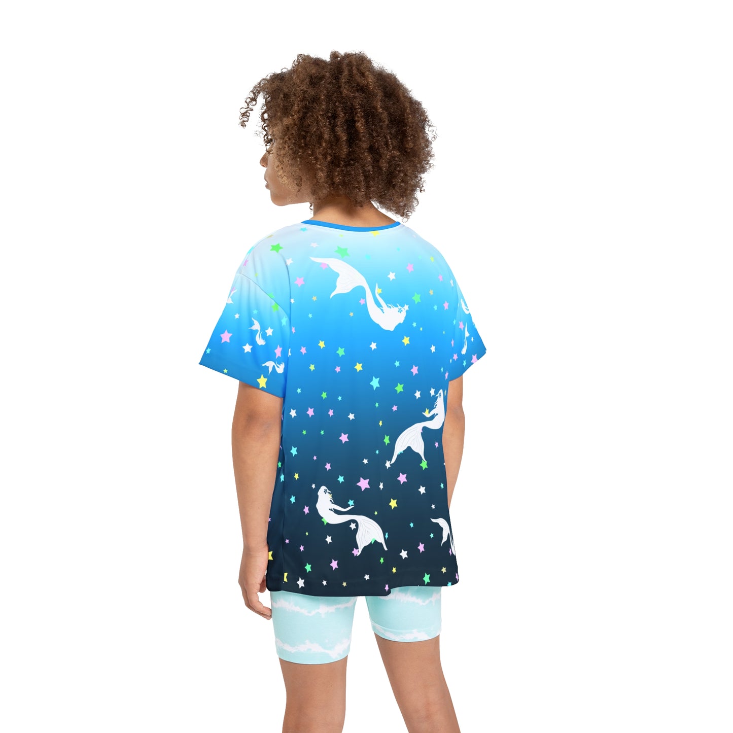 Deep Blue Sea White Mermaid Kids Sports Jersey