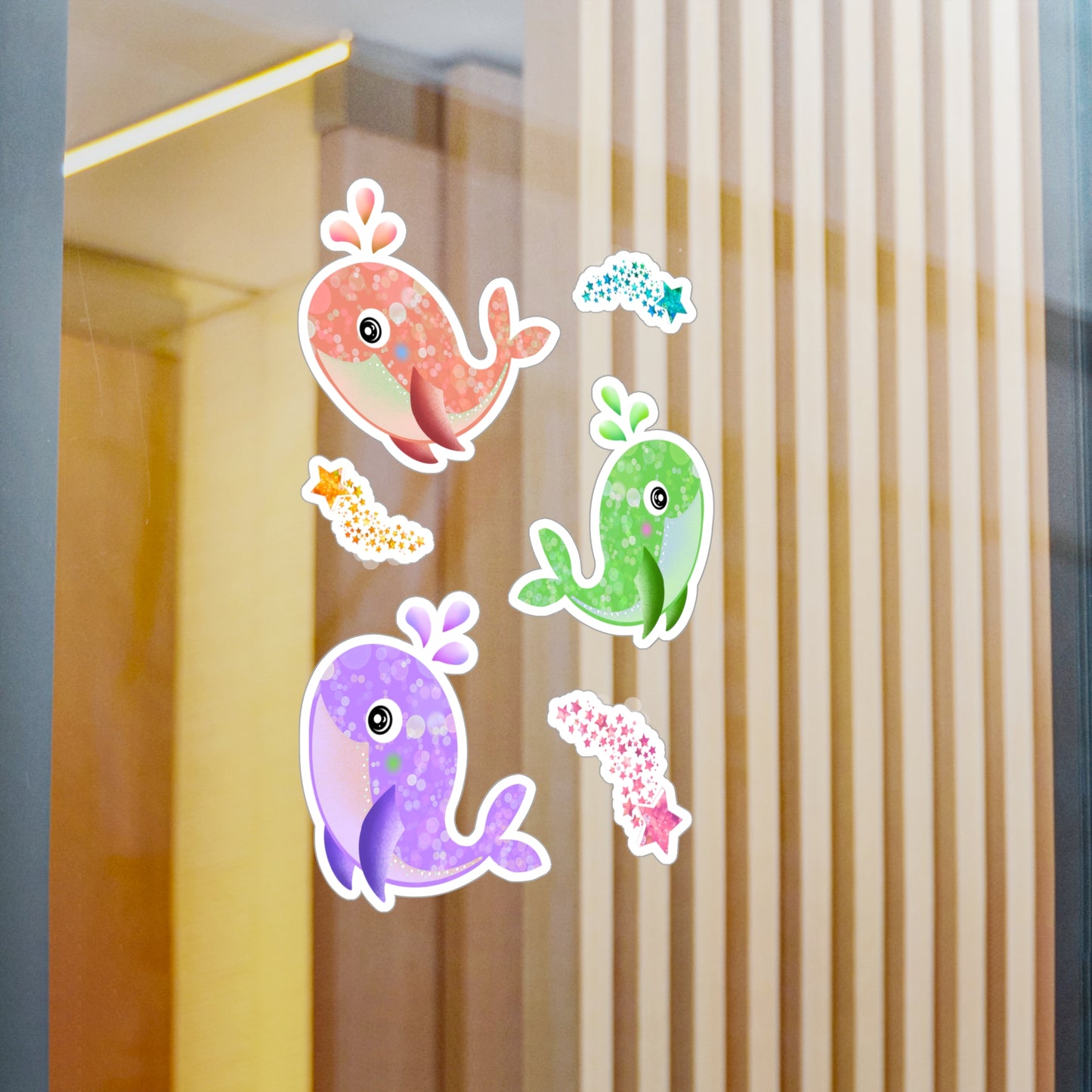 Whale Stickers Purple Green Green