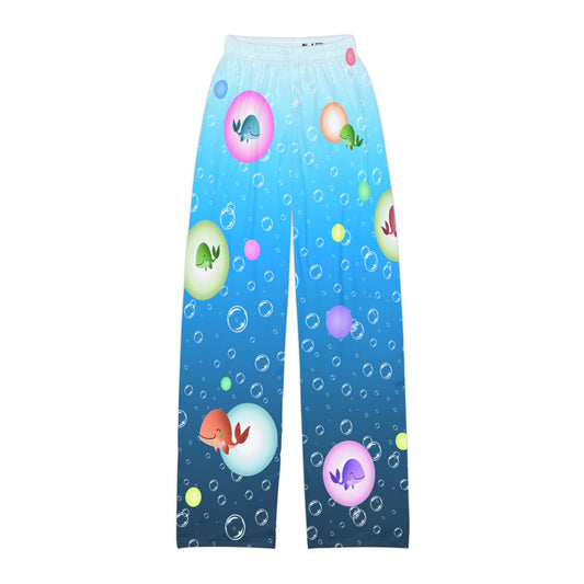 Colorful Whales & Bubbles Kids Pajama Pants