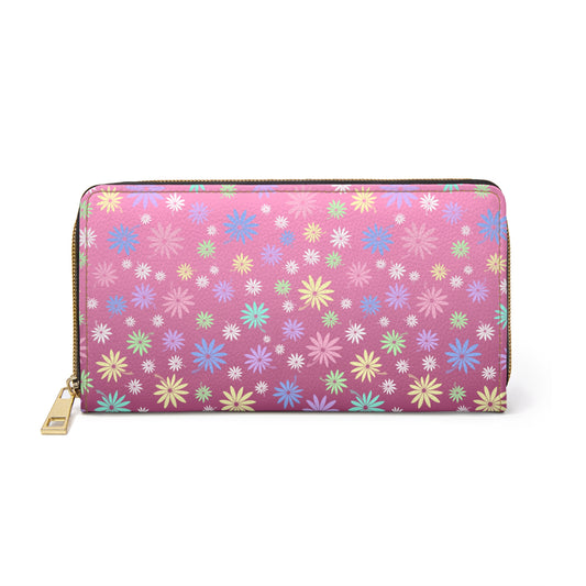 Pink Flower Zipper Wallet