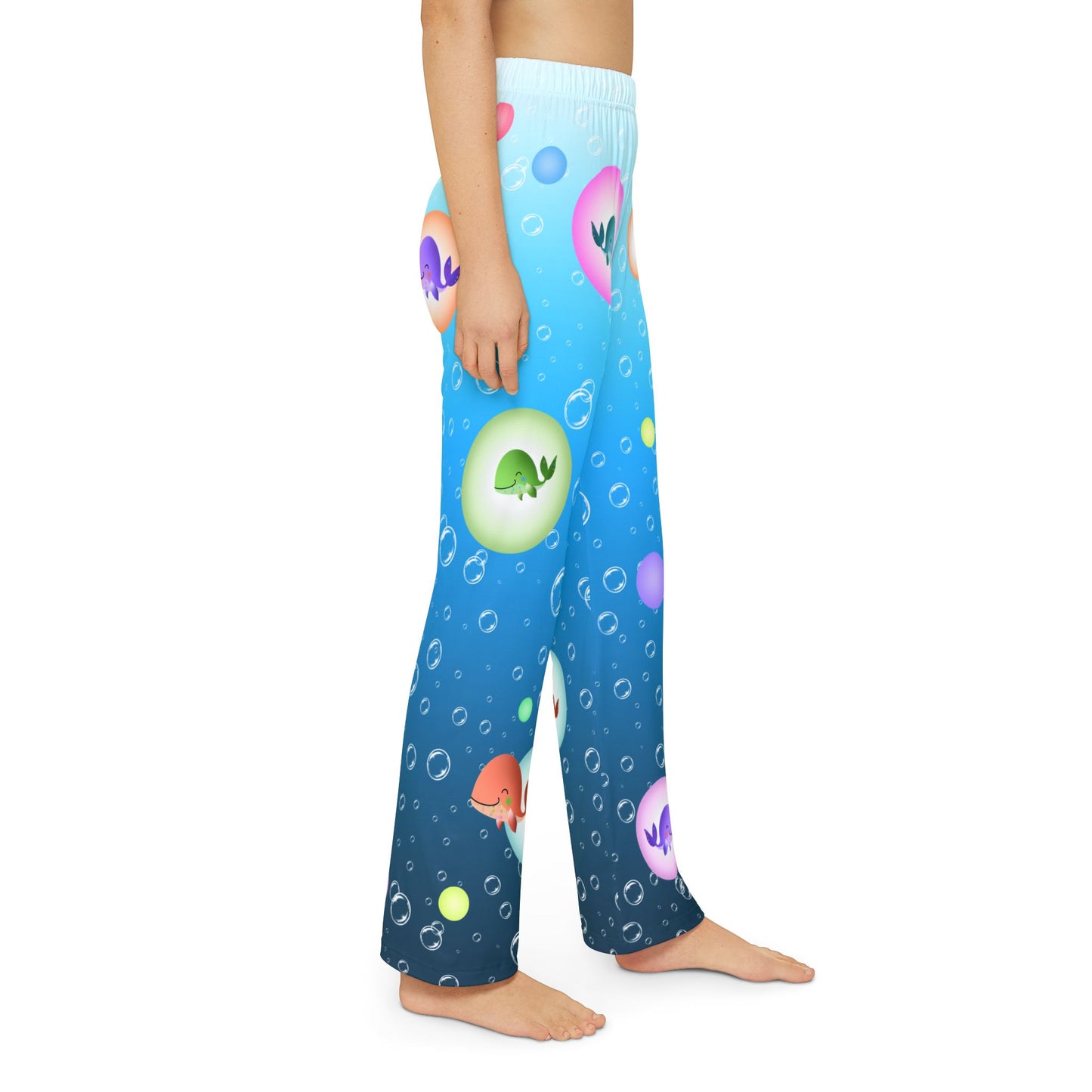 Colorful Whales & Bubbles Kids Pajama Pants