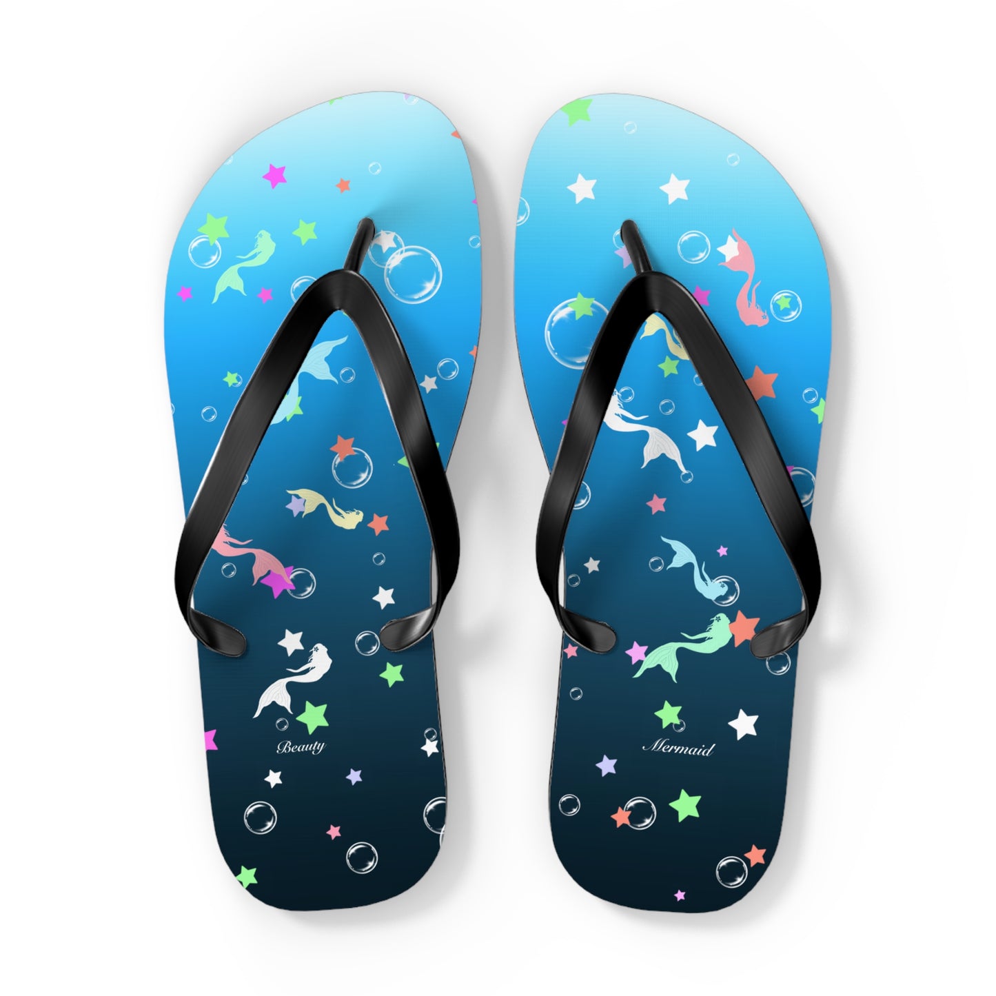 Mermaid Stars Blue Ocean Flip Flops
