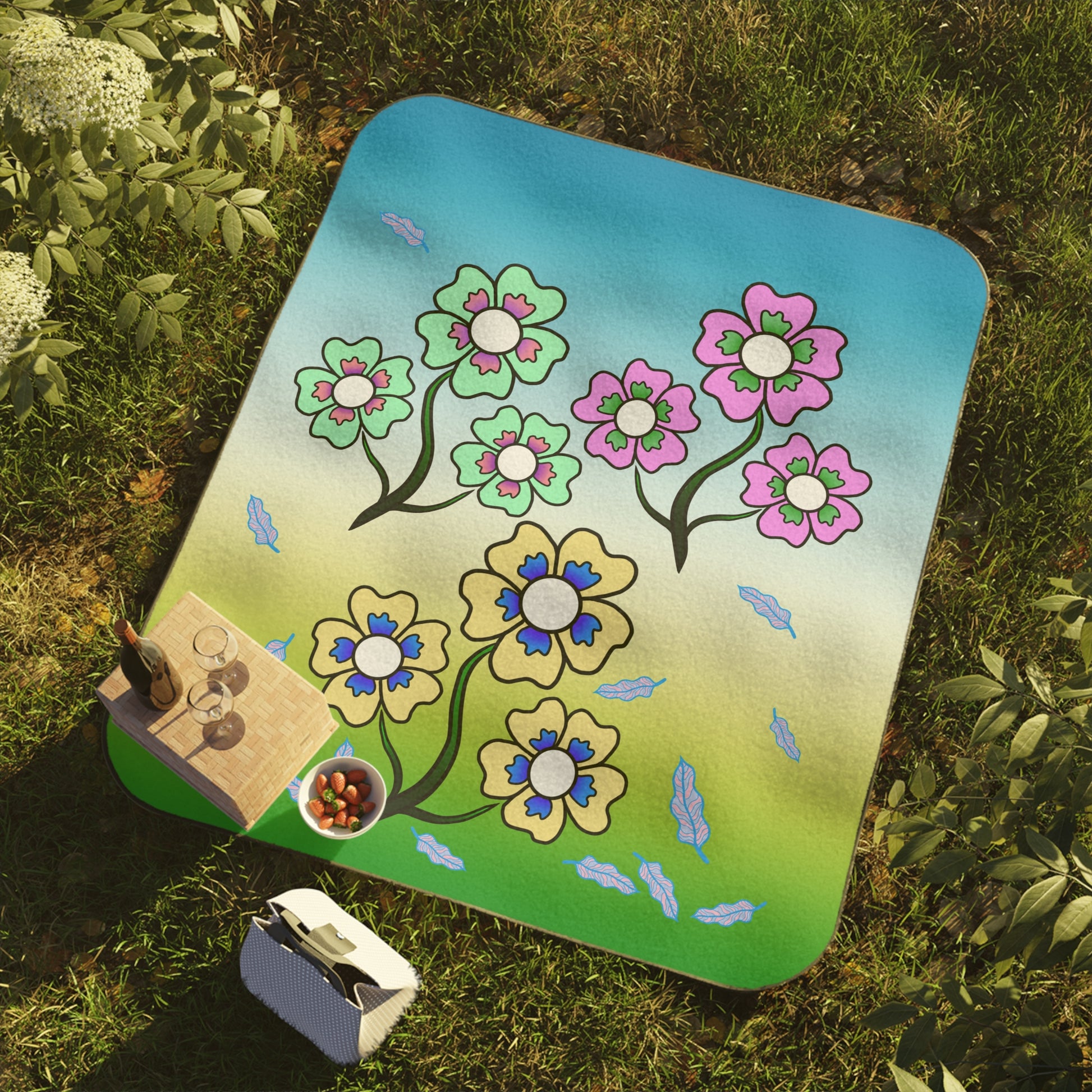 Flower Colorful Garden Picnic Blanket