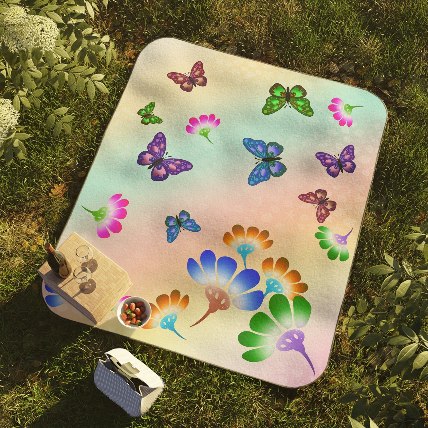 Flower Butterfly Picnic Blanket