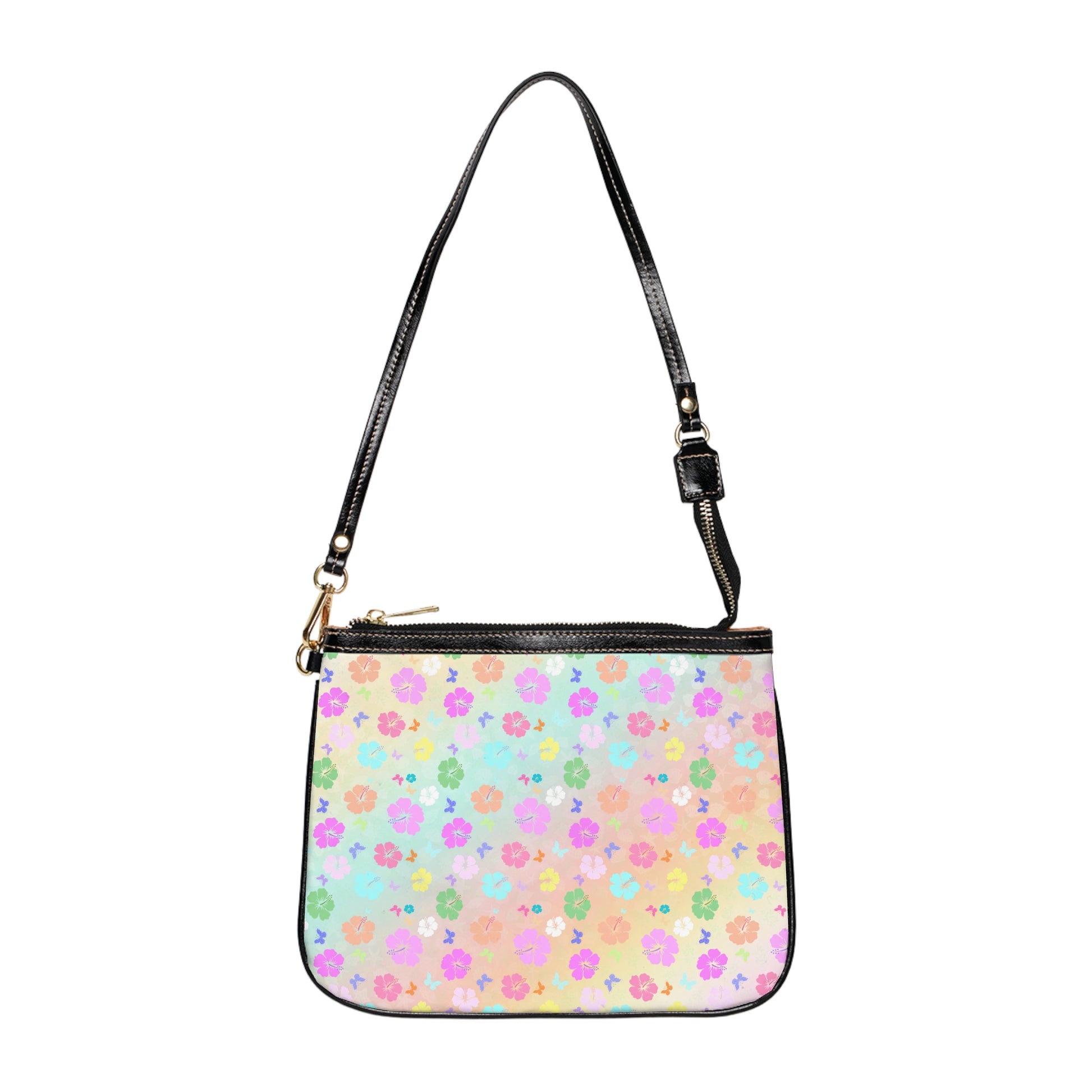 Flowers with Rainbow Background Shoulder Bag