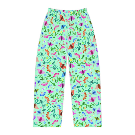 Curly Flowers Light Green Women's Pajama Pants