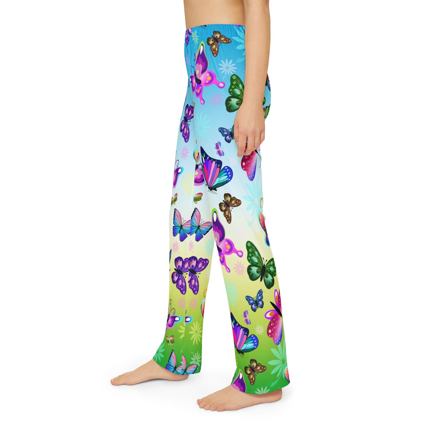 Butterfly Blue Sunny Sky Kids Pajama Pants