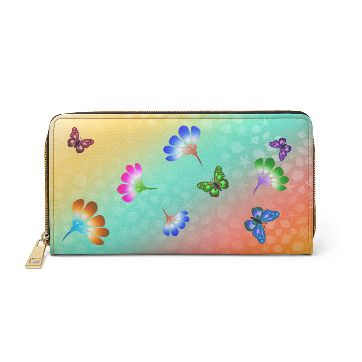 Flower Butterfly Rainbow Zipper Wallet