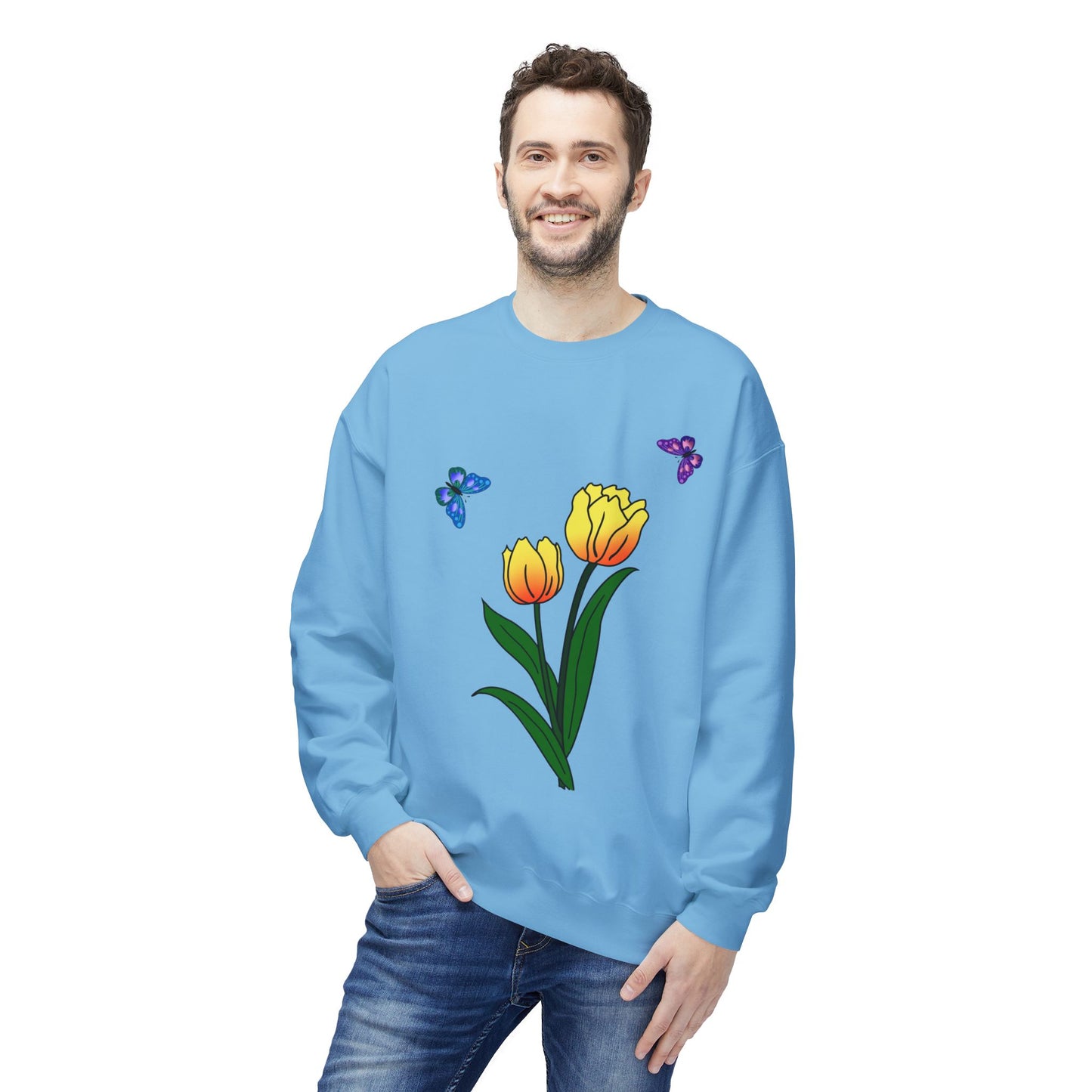 Tulip Butterfly Flower Crewneck Sweatshirt