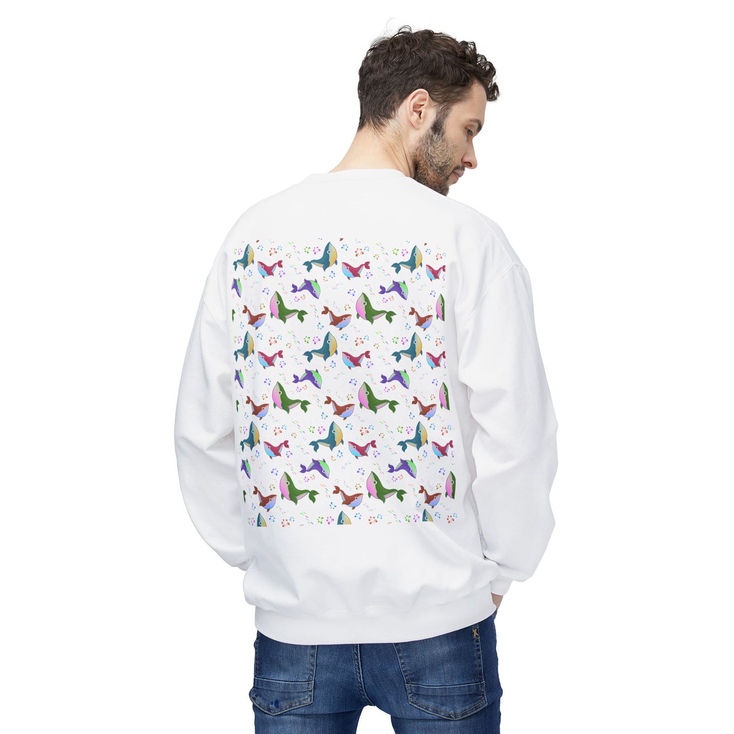 Colorful Whale Crewneck Sweatshirt