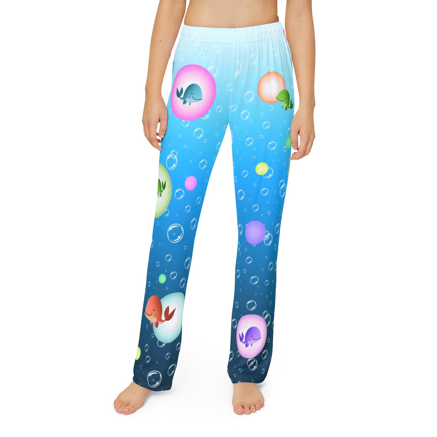 Colorful Whales & Bubbles Kids Pajama Pants
