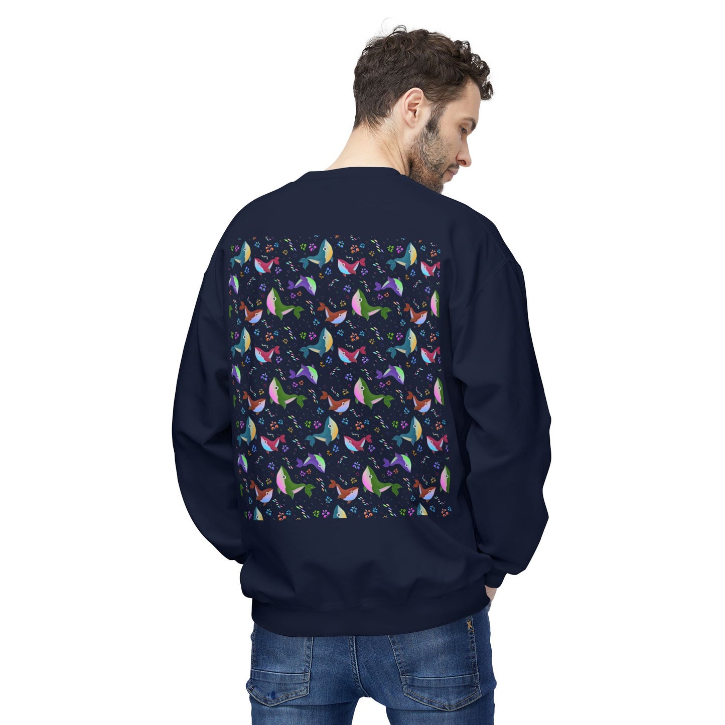 Colorful Whale Crewneck Sweatshirt