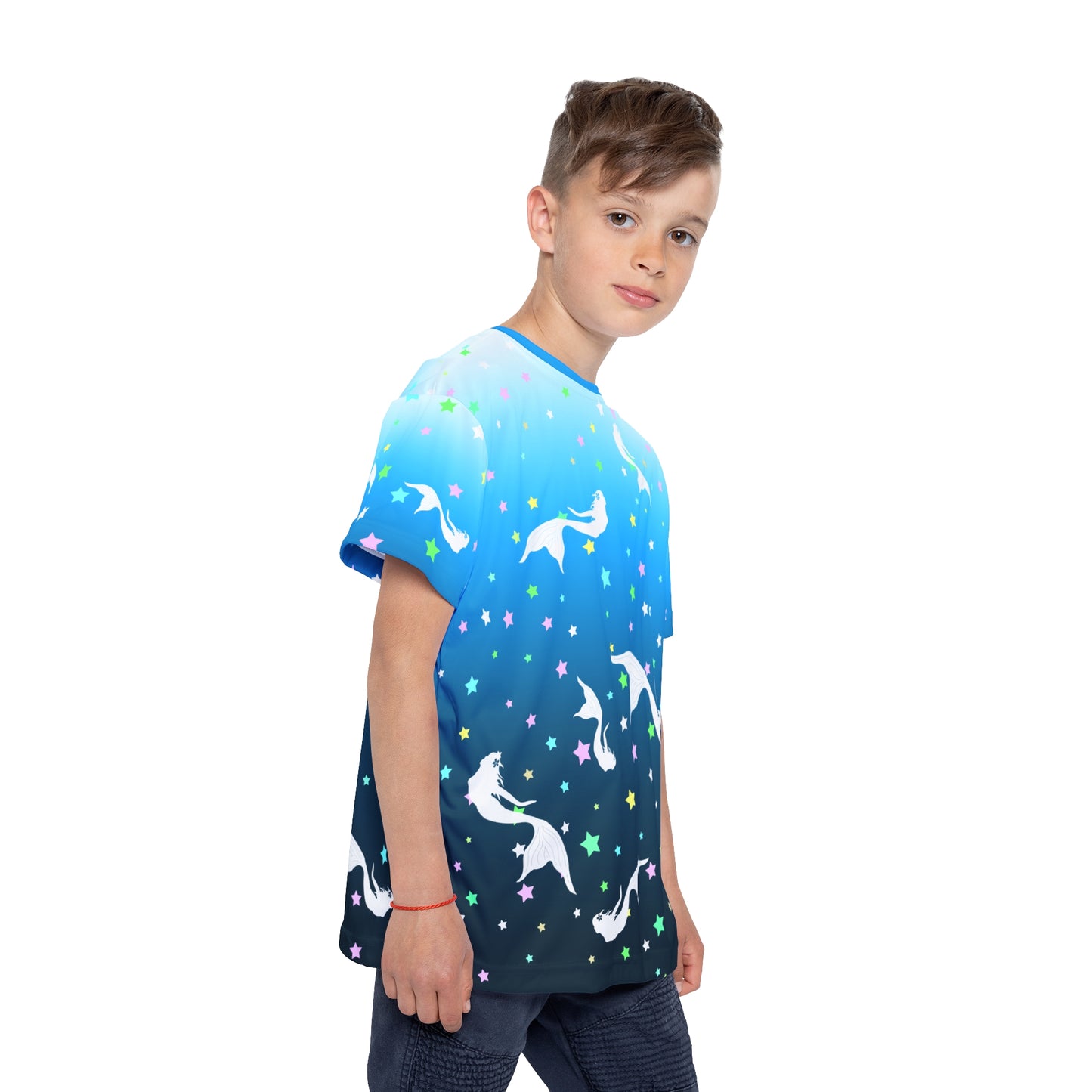 Deep Blue Sea White Mermaid Kids Sports Jersey